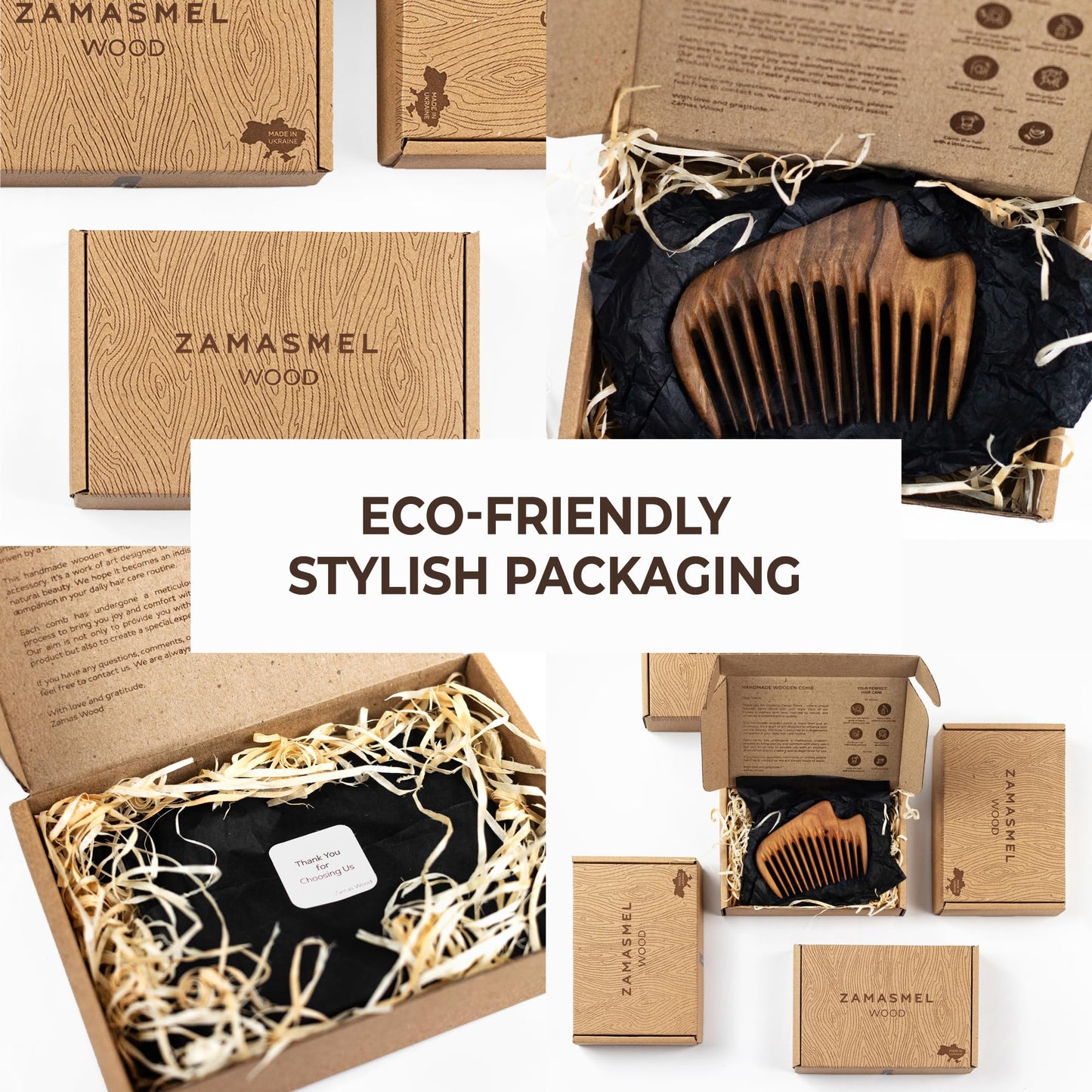 Handmade Wooden Hair Comb - Natural Wood Hair Care, Scalp Massager, Eco-Friendly Perfect for use with Balms and Oils New Wave (Walnut Wave)