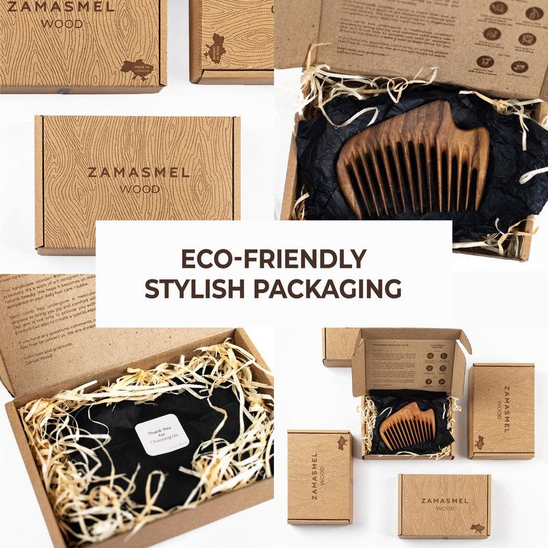 Handmade Wooden Hair Comb - Natural Wood Hair Care, Scalp Massager, Eco-Friendly Perfect for use with Balms and Oils New Wave (Walnut Wave)