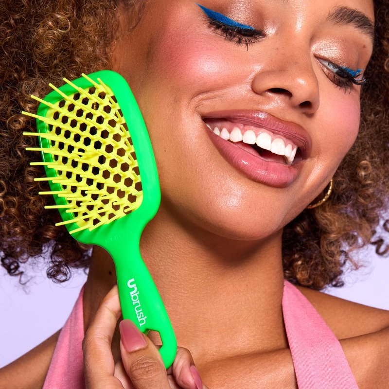 UNbrush Detangling Hair Brush Mini Neon - Lemon Lime