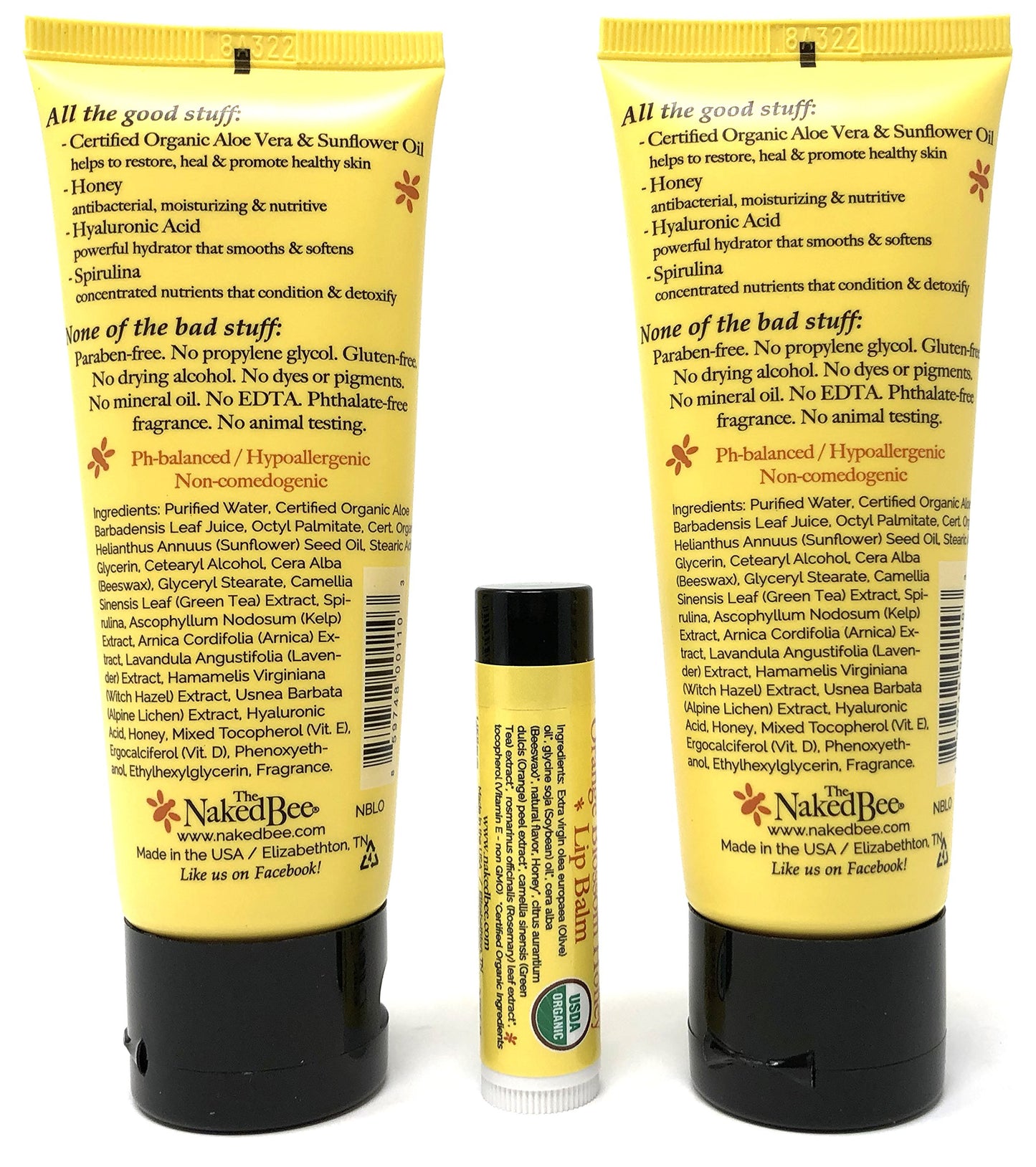 The Naked Bee Orange Blossom Honey Lotion and Lip Balm Set, Hydrating, Moisturizing, and Natural Skin Care Products Cruelty Free