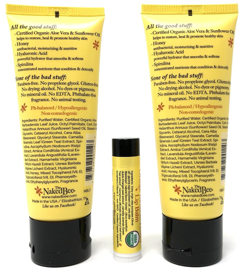 The Naked Bee Orange Blossom Honey Lotion and Lip Balm Set, Hydrating, Moisturizing, and Natural Skin Care Products Cruelty Free