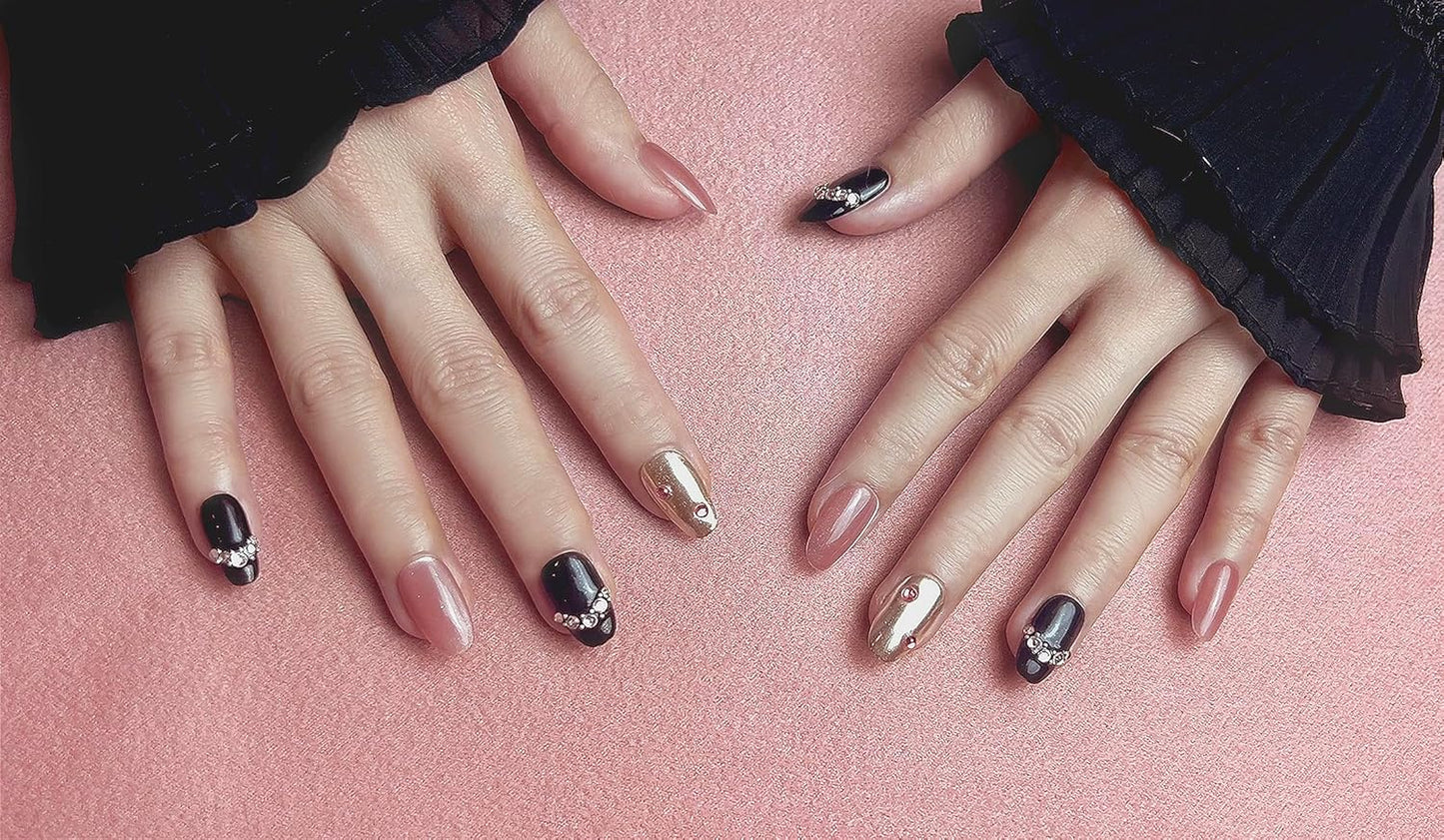 3D Sea Shell Press-On Nails - Handmade Medium Almond Beach Nail Art with Butterflies (L Size)