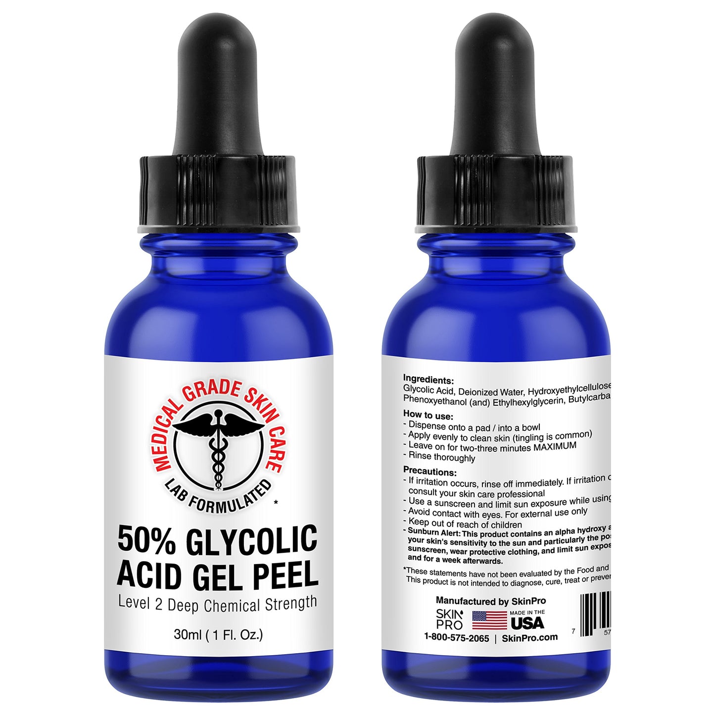 50% Glycolic Acid Peel - Professional Chemical Peel for Face & Body | Exfoliating Gel for Dark Spots, Blemishes, Fine Lines, Wrinkles, Uneven Skin Tone - 1 Fl Oz