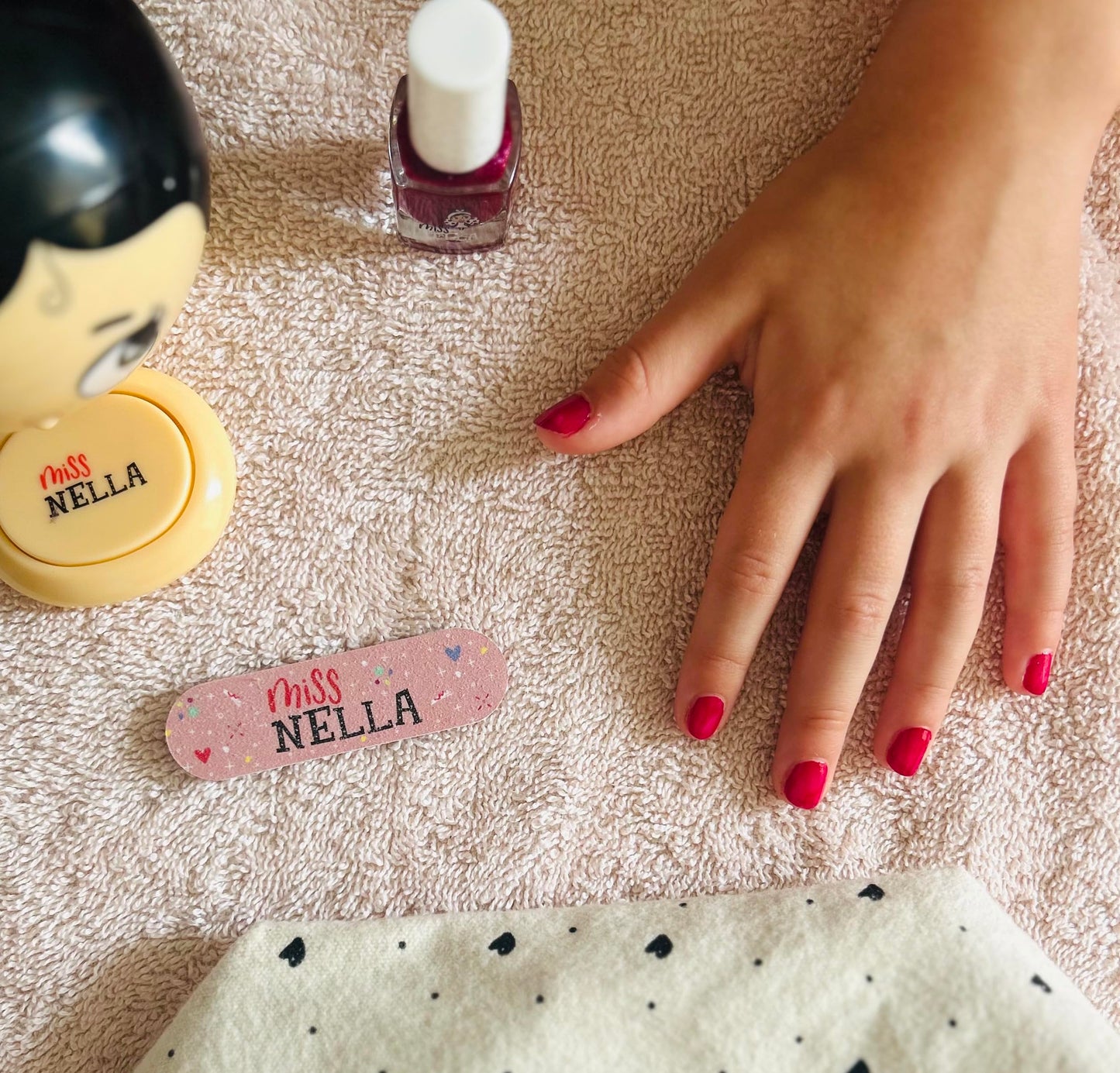 MISS NELLA Christmas Glitters Special Glitter Kids Nail Polish 6 Pack: red, pink, silver, green, blue and burgundy Peel-off Water Based Formula