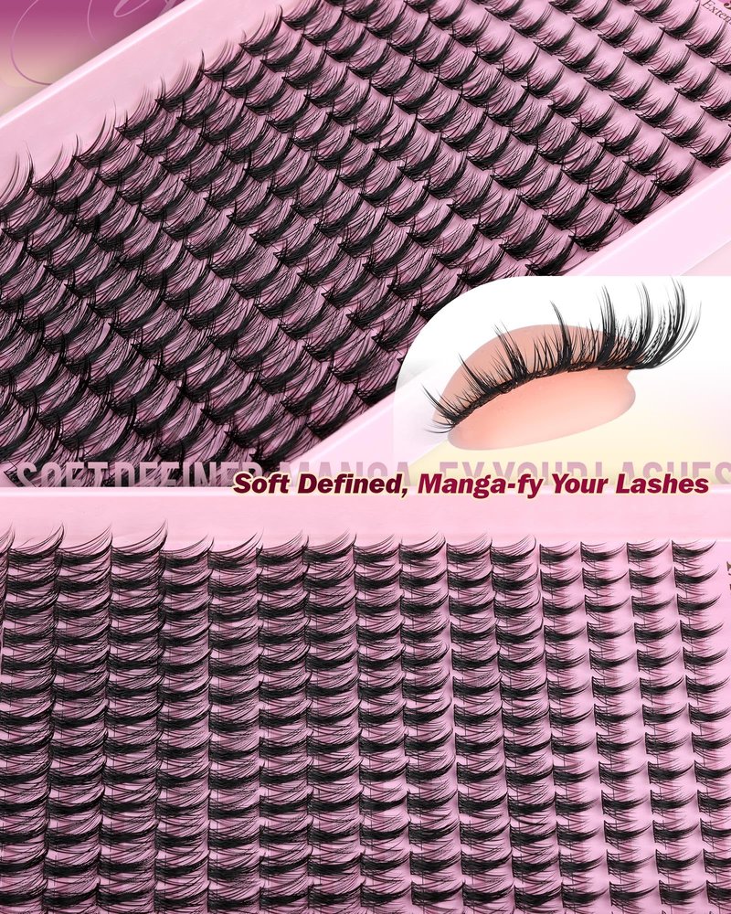 Yawamica Natural Lash Clusters Wispy Eyelash Extension 8-14mm Eyelash Clusters C Curly Individual Lashes Cluster Eyelash Extensions Waterproof DIY Lash Extension by Self