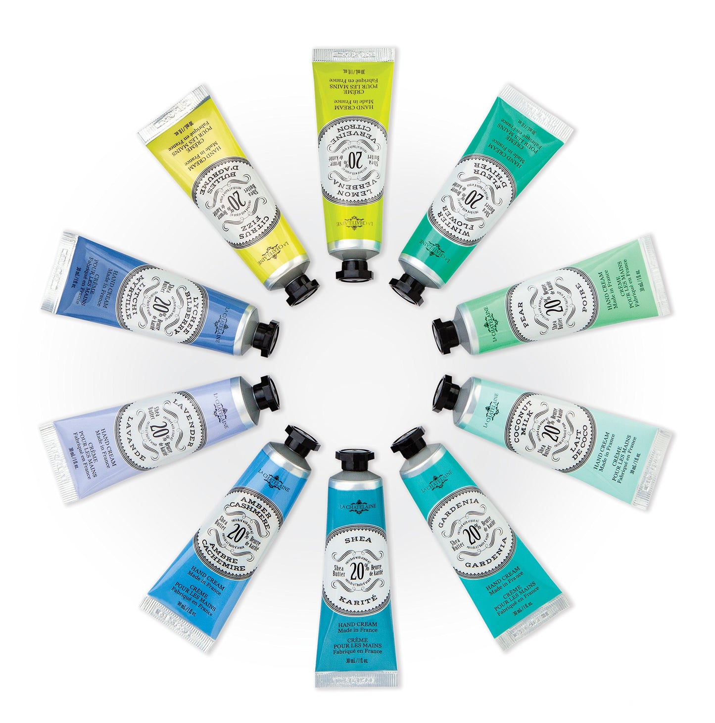 La Chatelaine 20% Shea Butter Hand Cream Travel Size, Organic Argan Oil, Moisturizing, Nourishing, Repairing, Extra-Rich Hand Lotion, Made in France, Paraben Free, 1 oz / 30ml (White Grapefruit)