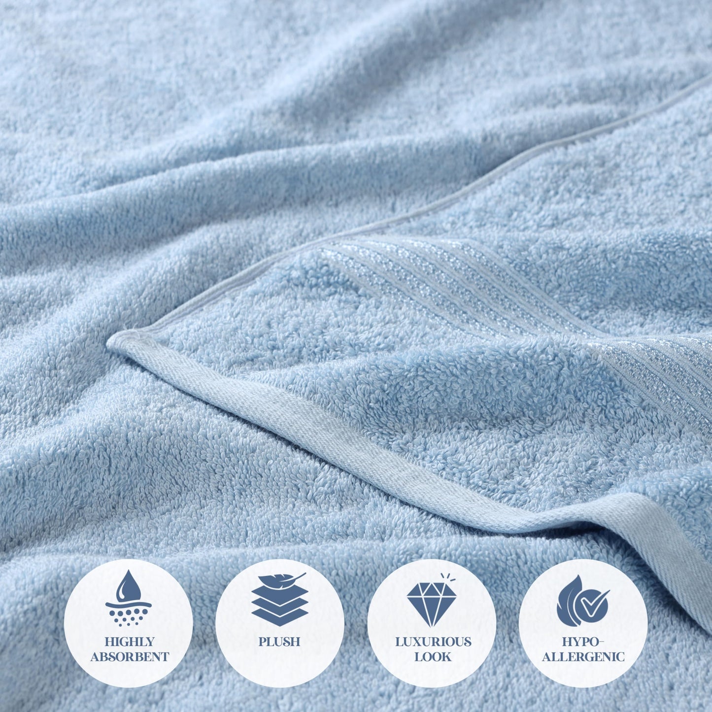 Superior Egyptian Cotton 10-Piece Face Towel Set , Small Towels For Facial, Spa, Quick Dry, Absorbent Towels, Bathroom Accessories, Guest Bath, Home Essentials, Washcloth, Airbnb, Light Blue