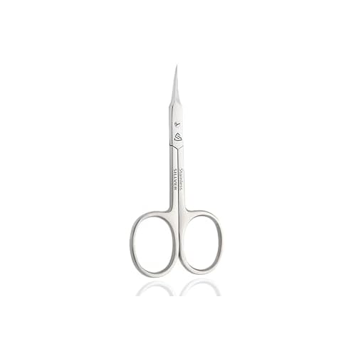 Cuticle Scissors Curved Blade - Extra Fine Pointed Tip Professional Manicure Grooming Scissors for Cuticles, Beard, Nose Hair, Eyelash, Mustache - Eyebrow Scissors