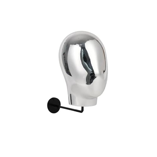Silver Wall Mounted Mannequin Head for Wig and Hat Display