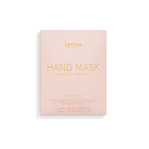 Karuna Hydrating+ Hand Sheet Mask, Creamy Oil-Infused Hand Mask with Camellia Flower, Soothe & Moisturize Dry Hands, Reformulated - 1 Count