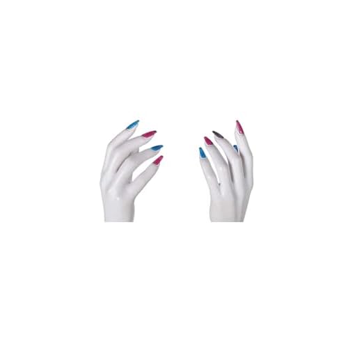 Jinx Cosplay Nails Jinx Press On Nails Long Accessories Costume Cosplay Colorful Fake Nail with Nail Glue