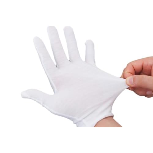 12 Pairs White Cotton Gloves For Dry Hands and Eczema,Soft Breathable Stretchy Working Gloves for coins, Jewelry,Moisturizing Glove for Women and man
