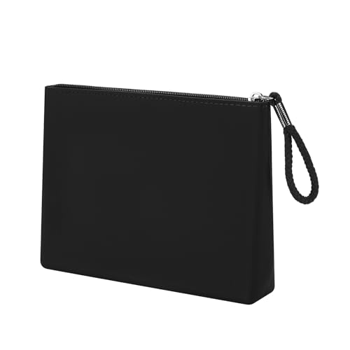 Silicone Makeup Bag for Purse Zipper Cosmetic Pouch Makeup Brush Holder Large Makeup Organizer Silicone Travel Pouch for Women (Black)