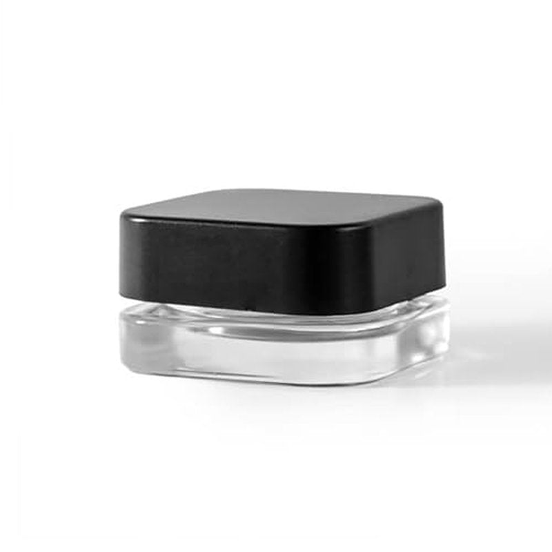 250 Pack Packlahoma 9ml Glass Cube Jars with Black Lids, Refillable Cosmetic Containers