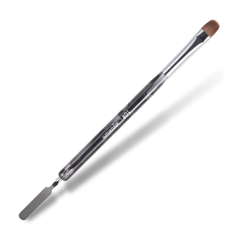 Kolinsky Sable Nail Brush French Nail Brush 2 Way Professional Gel Acrylic Nail Art Brush with Stirring Rod for French Manicure Cuticle Clean Up Nail Art Design Brush (10#)