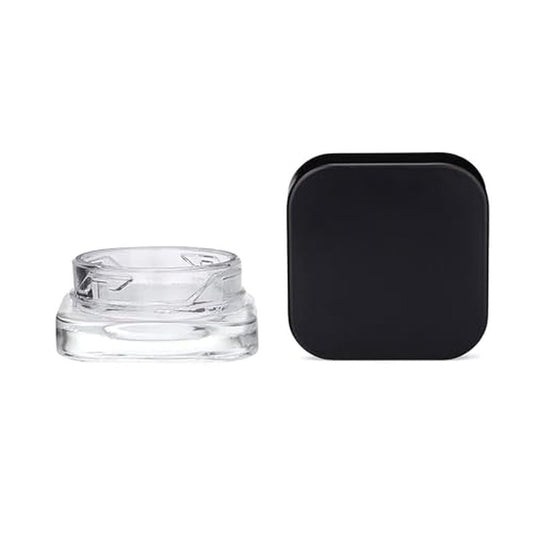 250 Pack Packlahoma 9ml Glass Cube Jars with Black Lids, Refillable Cosmetic Containers