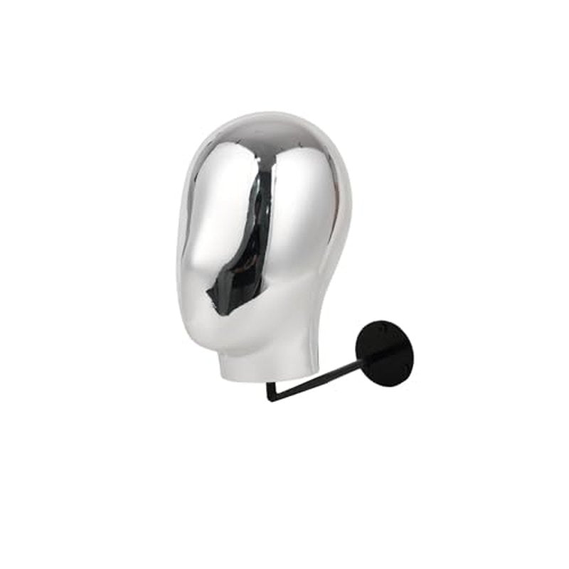Silver Wall Mounted Mannequin Head for Wig and Hat Display