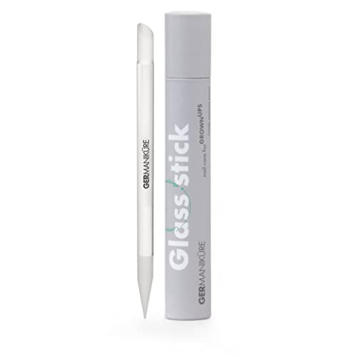 GERMANIKURE Clear Glass Cuticle Stick - No Sleeve - Ethically Made in Czech Republic - Cuticle Pusher & Remover, Callous & Dry Skin Fingertip File, Nail Shaper - No Case