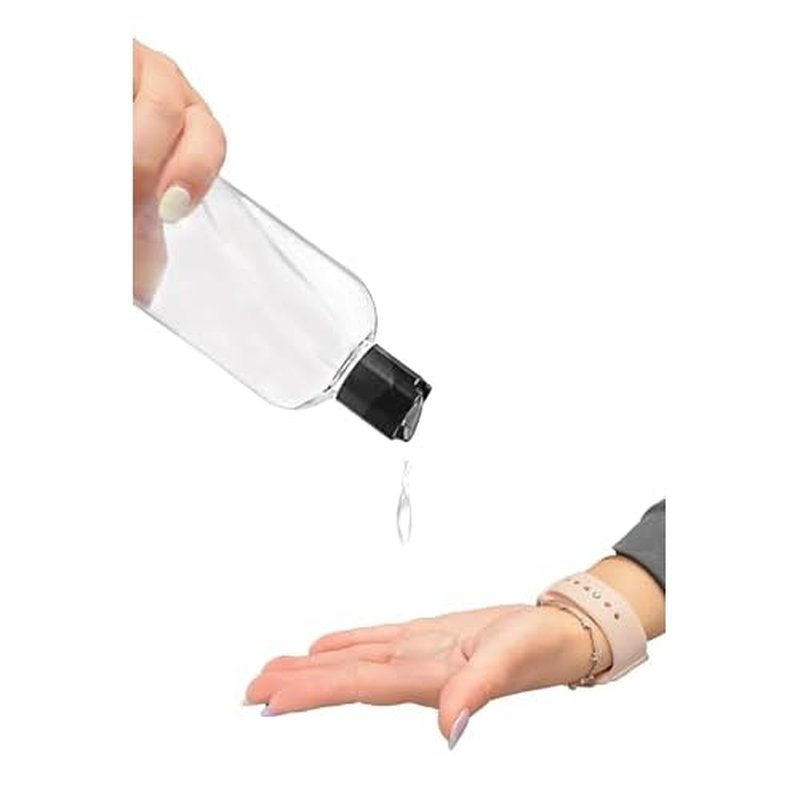 ljdeals 16 oz Clear Plastic Empty Bottles with Black Disc Top Caps, Squeezable Refillable Containers for Shampoo, Lotions, Cream and More Pack of 2, BPA Free, Made in USA
