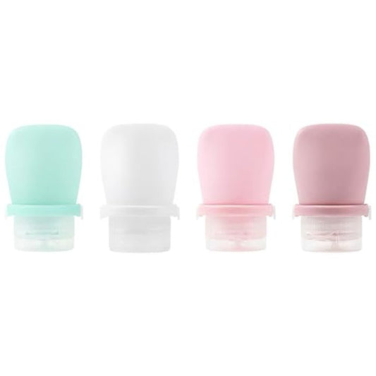 4 Pack 1oz Silicone Travel Bottles Leak Proof Squeeze Bottles For Toiletries Shampoo Conditioner Lotion Salad Dressing Travel Size Containers