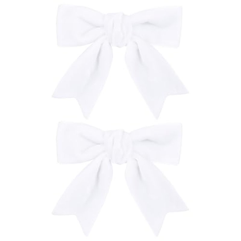 White Velvet Hair Bow Clips 3" Small Soft Velvet Ribbon Bow-Knot Alligator Hair Pins Barrettes for little Toddler Teen Flower Girls Kids Xmas Valentines Back School Gift Wedding Accessories