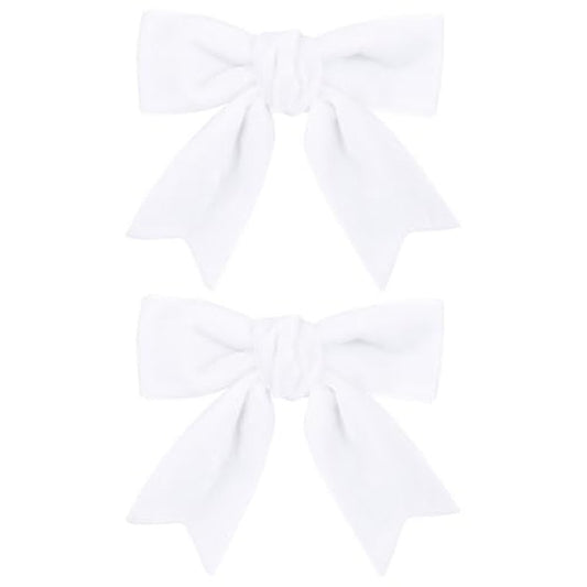 White Velvet Hair Bow Clips 3" Small Soft Velvet Ribbon Bow-Knot Alligator Hair Pins Barrettes for little Toddler Teen Flower Girls Kids Xmas Valentines Back School Gift Wedding Accessories