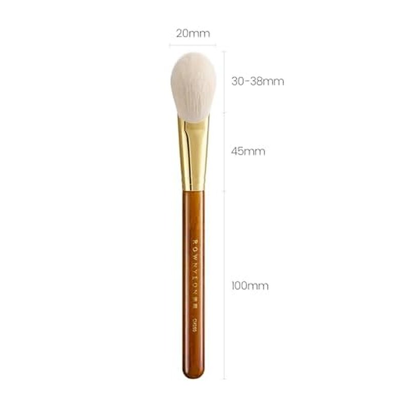 Desert Oak Series CM 160 Angled Blush Brush for Cheeks ? Ideal for Powder & Cream Blush, Golden Brass Ferrule, Ebana Bubinga Handle, Soft Nylon Bristles