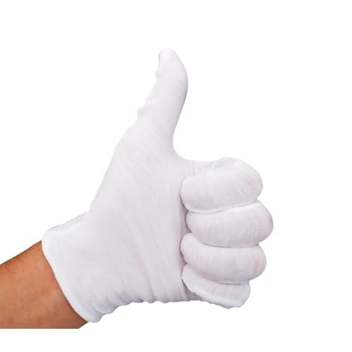 12 Pairs White Cotton Gloves For Dry Hands and Eczema,Soft Breathable Stretchy Working Gloves for coins, Jewelry,Moisturizing Glove for Women and man