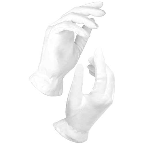 White Gloves Large (10 pair) - Cotton Gloves for Eczema, Cotton Gloves for Dry Hands, White Cotton Gloves for Women, Spa Glove, Lotion Glove, Sleeping Glove