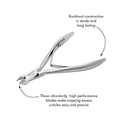 Tweezerman Rockhard Stainless Steel Cuticle Nipper, 1/2 Jaw