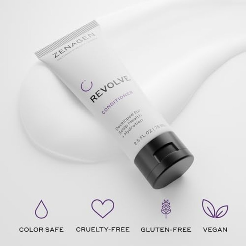 ZENAGEN Revolve Women's Travel Kit | Shampoo + Conditioner for Fine & Visibly Thin Hair, Promotes Thicker Fuller Hair, Plant-Based Formula, Color-Safe, Vegan