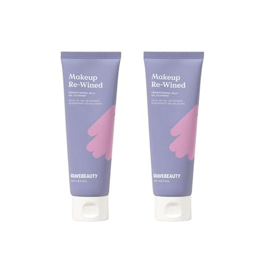 KraveBeauty Makeup Re-Wined Jelly Oil Cleanser Duo ? K-Beauty Transforming Daily Cleanser, Removes Makeup & Impurities, Vegan & Cruelty-Free, 3.38 fl oz x2