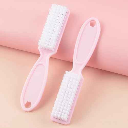 6 Pcs Nail Brush for Cleaning Fingernails, Handle Grip Cleaning Brush for Nail and Toenail, Nail Dust Brush Manicure Pedicure Tools Scrubbing Brush, Pink