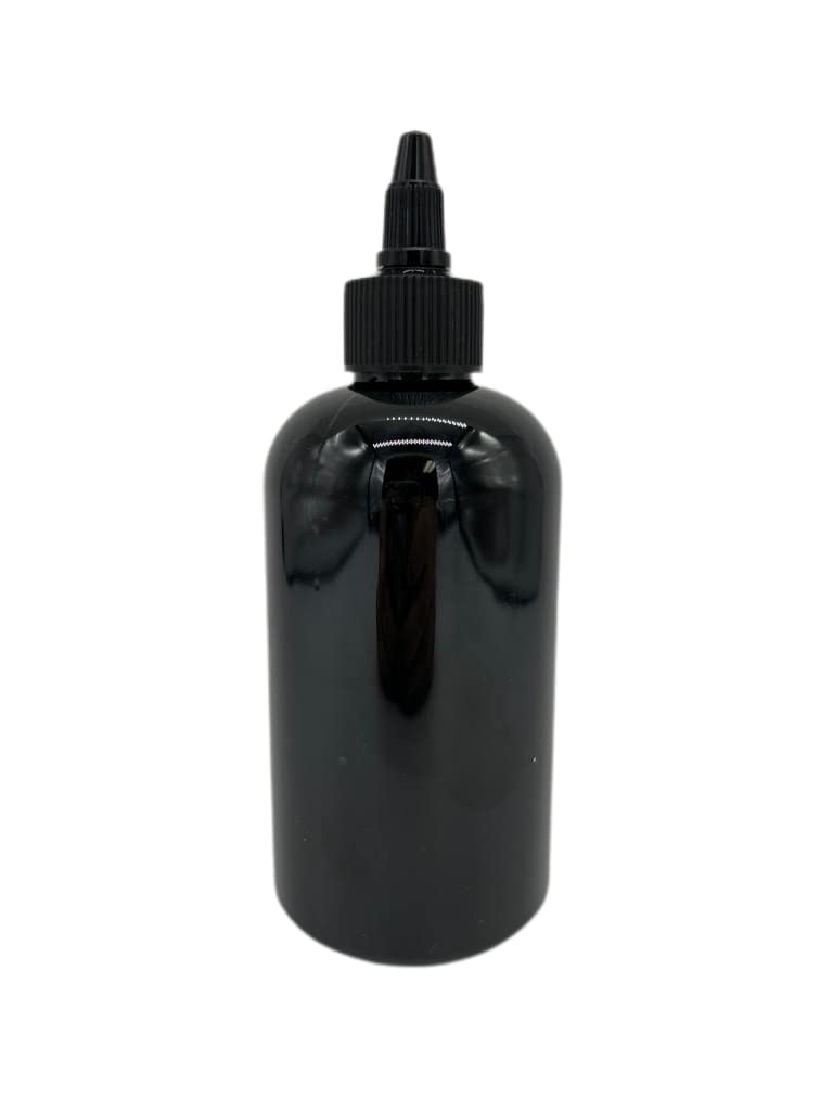 Natural Farms 8 oz Black Boston Plastic Bottles -12 Pack Empty Bottle Refillable - BPA Free - Essential Oils - Aromatherapy | Black Twist Top Cap - Made in the USA