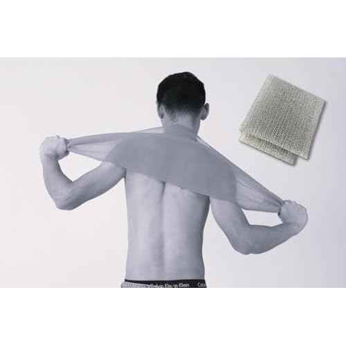 Terra Distribution Exfoliating Washcloth [Designed in Japan] - Rough Textured Extra Long (47.24 inch) Towel for Scrubbing and Dead Skin Removal, Loofah Alternative (2pcs Set(Grey))