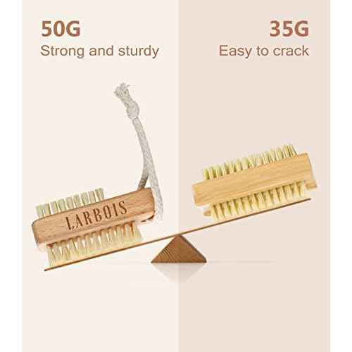 Nail Brush for Cleaning Fingernails, 2Pack Wooden Nail Brushes Fingernail Brush for Cleaning Nail Scrub Brush Two-Sided with Hanging Rope (Beechwood)