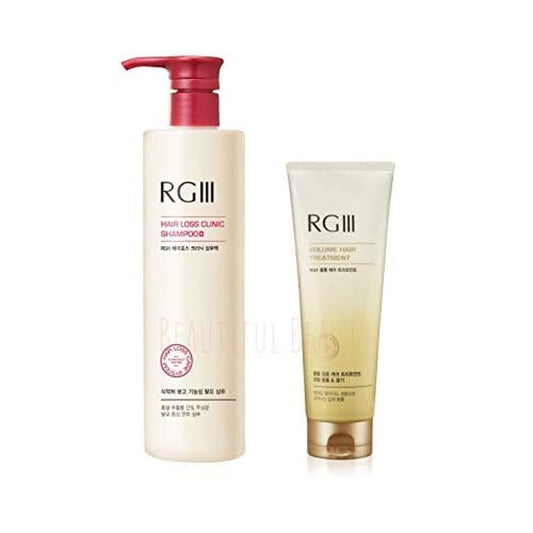 RGIII Red Ginseng HAIR LOSS CLINIC SHAMPOO(17.58 fl.oz) + VOLUME HAIR TREATMENT(8.45 fl.oz) 2PCS SET FOR Preventing Hair Loss AND Volume your Hair
