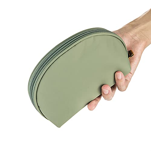 Hekyip Half Moon Cosmetic Beauty Bag for Purse Travel Handy Makeup Pouch for Women Girls (Green)