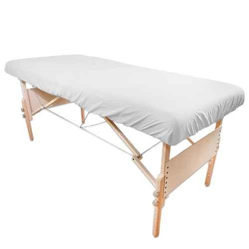 10 Pack Body Linen Simplicity Poly Cotton Massage Table Fitted Sheets - 180 Thread Count. Roomy Fit for Tables 28-32 inches Wide, Soft and Durable. Available in White and Natural. (White)
