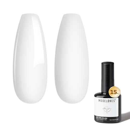 modelones Gel Nail Polish White Gel Polish Solid Nail Poish Soak Off Pastel U V White Art Design Salon DIY Manicure 15 ML