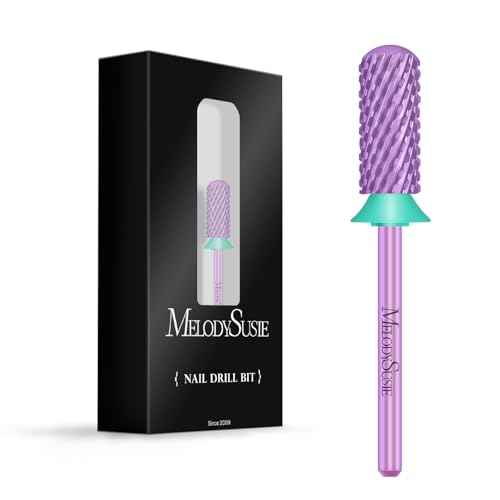 MelodySusie Safety Nail Drill Bits, 3/32'' Smooth Round Top Small Barrel Carbide Bits, Fast Remove Acrylic or Hard Gel for Manicure Pedicure Salon Professional or Beginner, Purple, Coarse