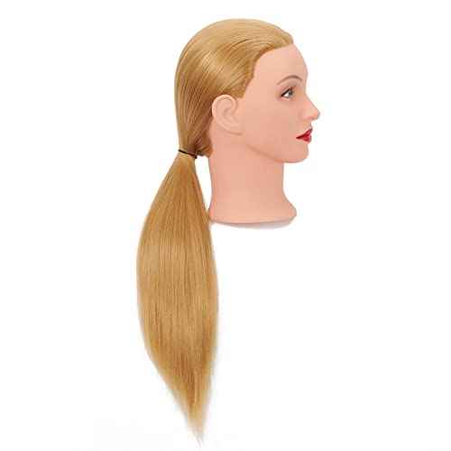 Headfix 26"-28" Long Hair Mannequin Head Synthetic Fiber Hair Hairdresser Practice Styling Training Head Cosmetology Manikin Doll Head with Clamp (6F2026W2720)