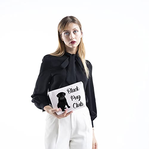 TSOTMO Pug Lover Gift Zipper Pouch Makeup Bag - Black Pug Club Puppy Love