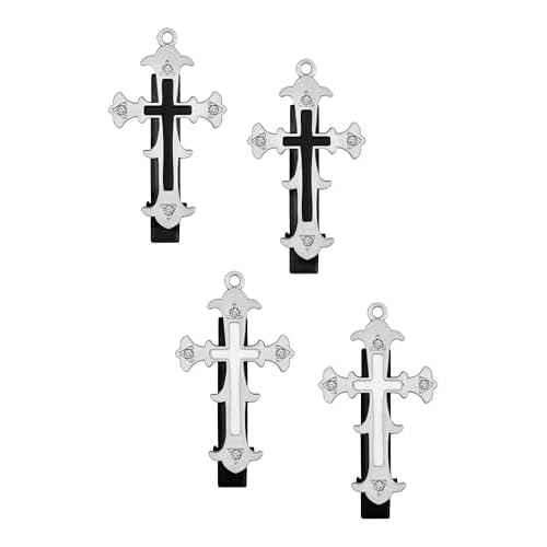 HAQUIL 4PCS Cross Hairpins, Goth Gothic Hairclips, Punk Hair Clips, Hair Barrettes, Jewelry Charm Accessories for Women and Girls