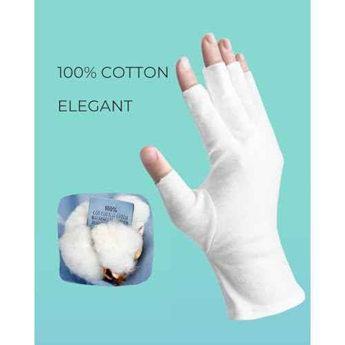2 Pairs White Cotton Moisturizing Gloves ? Fingerless Design with 5 Open Fingertips per Glove ? 100% Cotton ? Touchscreen-Friendly Night Gloves for Dry Hands