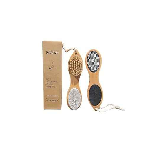 Pumice Stone Foot File 4 in 1 Double Sided Foot Cleaner Kit Pedicure Steel Files Sandpaper Pumice Stone Boar Bristle Bamboo Foot Scrub