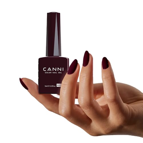 CANNI Dark Red Gel Nail Polish, 1Pcs Burgundy Red Gel Polish Deep Red Color Nail Polish Gel High Gloss Soak Off U V Gel Nail French Nail Manicure Salon DIY