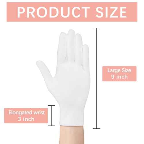 36 Pcs White Cotton Gloves for Dry Hands Sleeping, Men&Women Soft Sleep Gloves for Eczema and Moisturizing Overnight, Stretchable SPA Glove Costume for Coin Jewelry Inspection, Art handling, Halloween