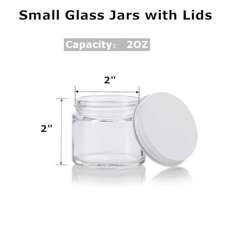 30 Pack 2oz Glass Jars with Lids, BPA-Free Round Clear Glass Containers for Spices, Crafts, Ointments, Leakproof Food Storage Mason Canning Jars for Cosmetics Jello, Balm, Wedding Favor