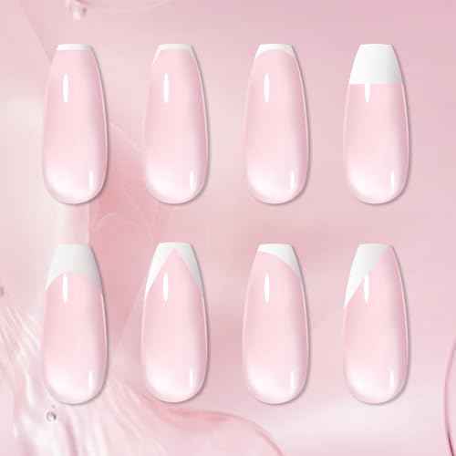 Born Pretty French Manicure Kit, Nail Stamper and 2Pcs Gel Nail Polish, Include Jelly Milky Pink White Colors for French Tip, U V Light Cure
